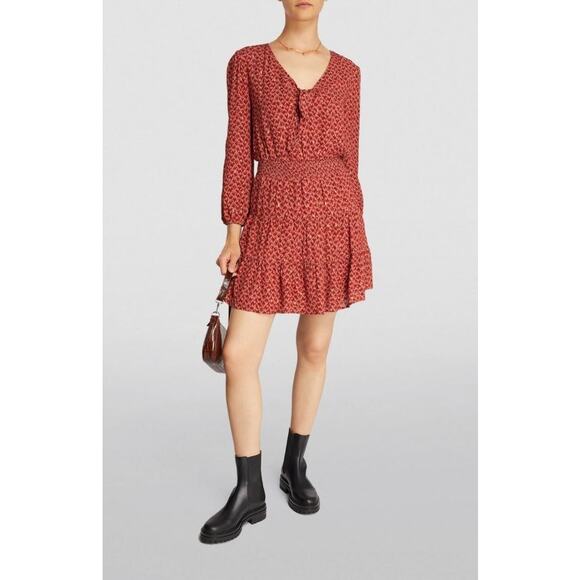 PAIGE Sandee Mini Day to Night Dress in Papaya Multi S - Picture 3 of 10